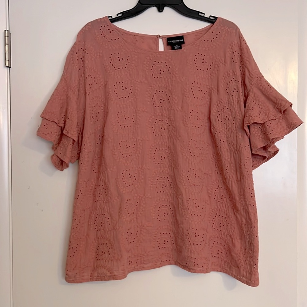 Liz Claiborne Salmon Floral Blouse - 1X